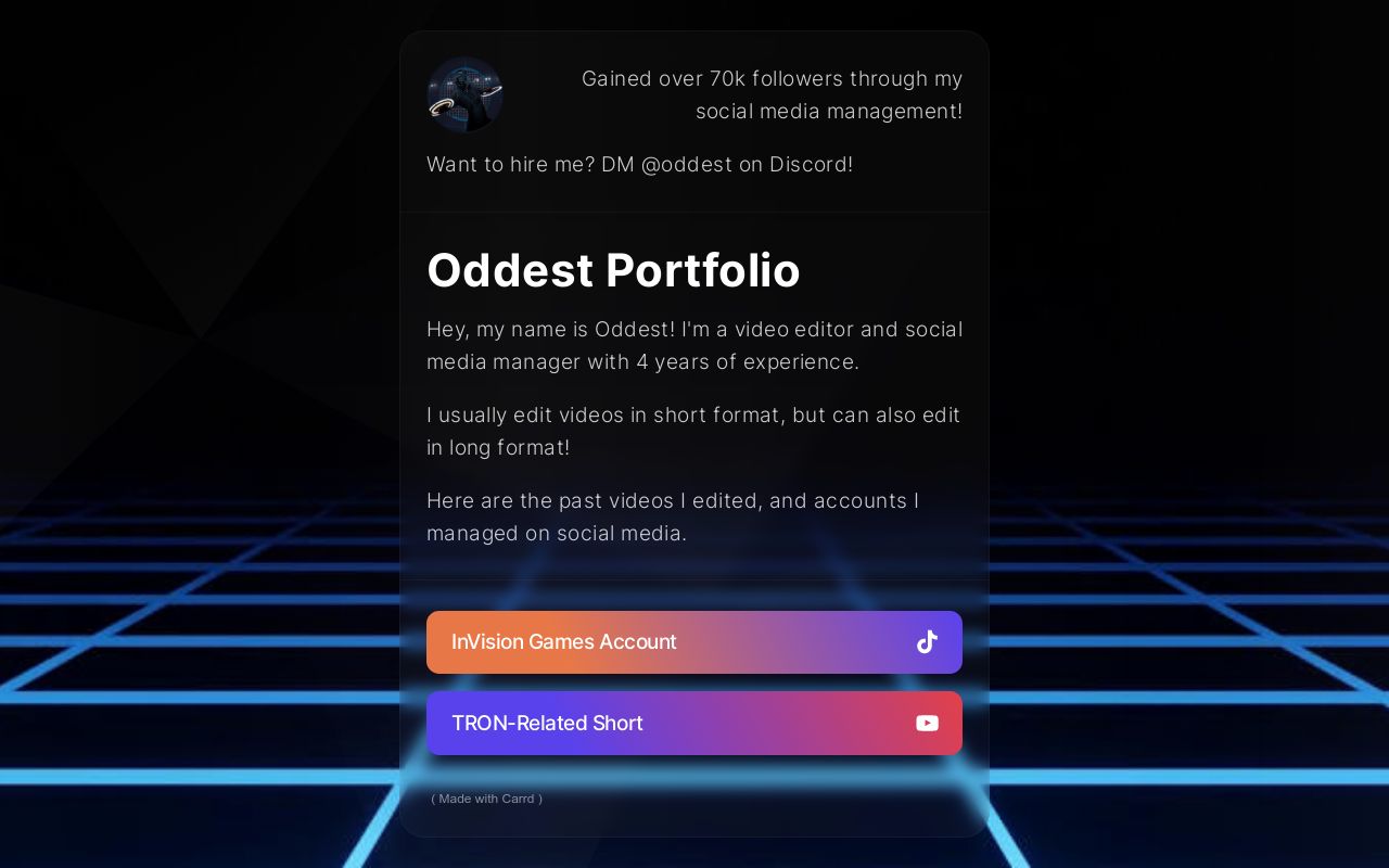 Carrd profile picture for @oddest
